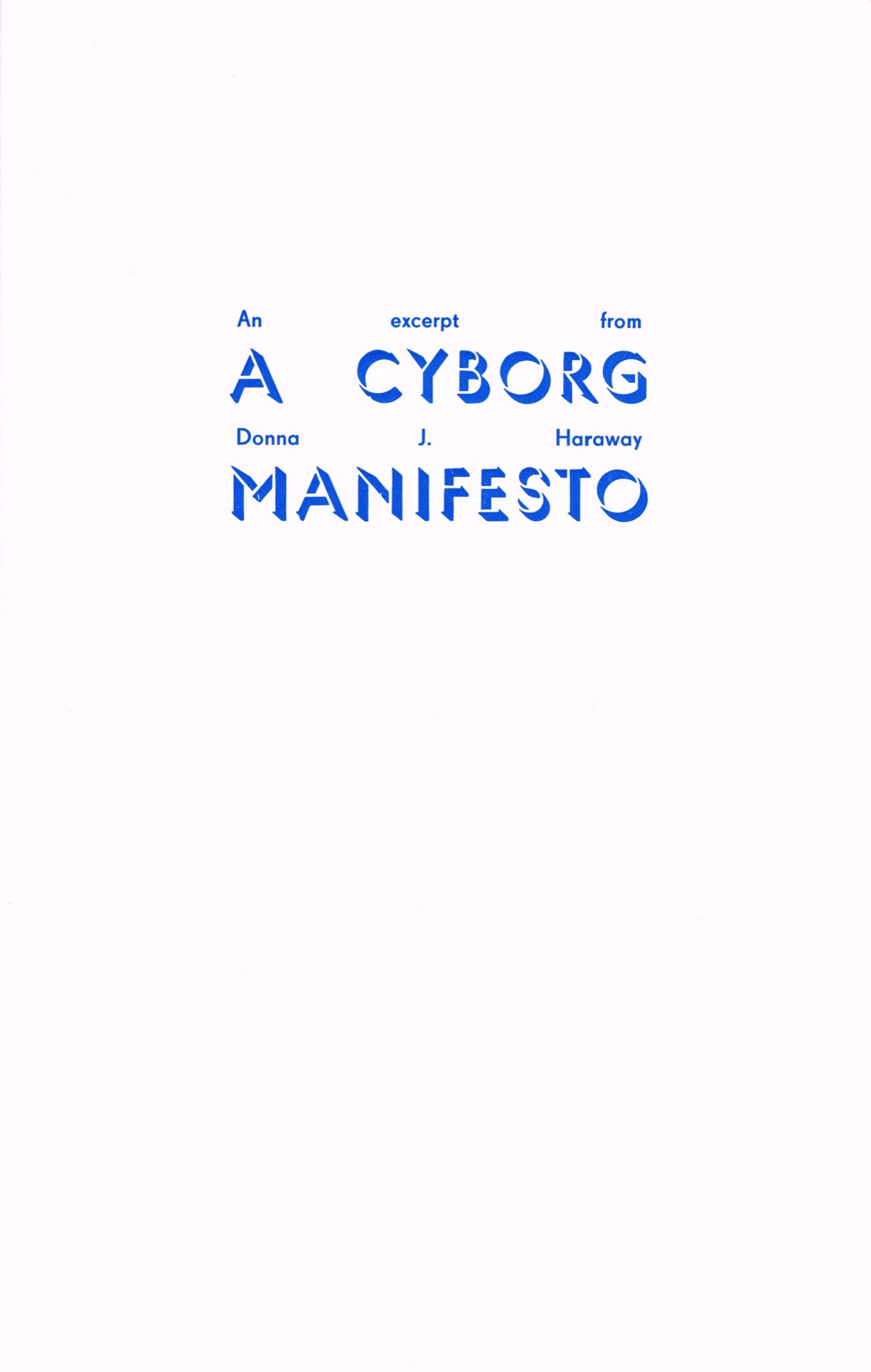 A Cyborg Manifesto Front